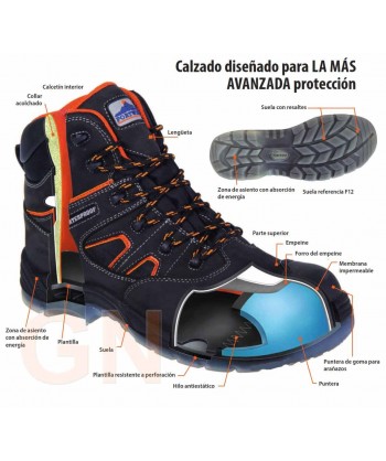 Bota de seguridad S3 no metálica, con membrana impermeable y transpirable