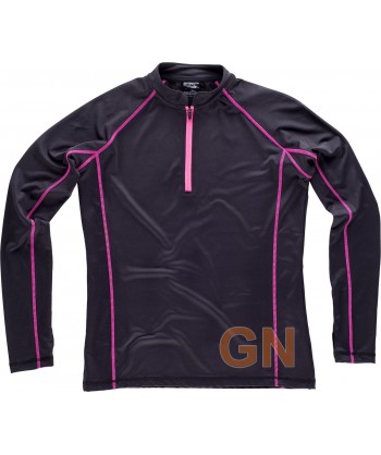 Sudadera deportiva, bicolor, media cremallera para mujer