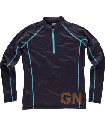 Sudadera deportiva, bicolor, media cremallera para mujer