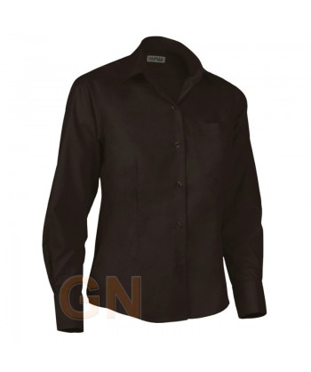 Camisa para mujer de manga larga con bolsillo color negro