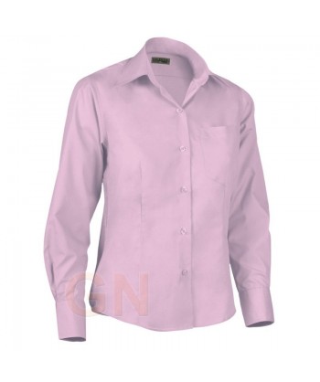 Camisa para mujer de manga larga con bolsillo color rosa