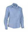 Camisa para mujer de manga larga con bolsillo color celeste