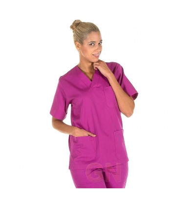 Casaca sanitaria unisex cuello pico color malva