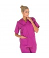 Casaca sanitaria unisex cuello pico color malva