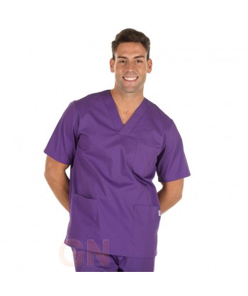 Casaca sanitaria unisex cuello pico color morado