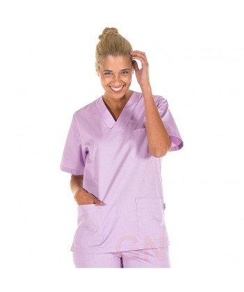 Casaca sanitaria unisex cuello pico color lila