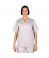 Casaca sanitaria unisex cuello pico color gris perla