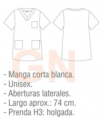 Casaca sanitaria unisex cuello pico colores