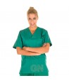 Casaca sanitaria unisex cuello pico color verde