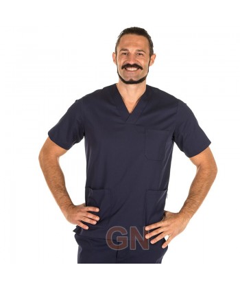 Casaca sanitaria unisex cuello pico color marino