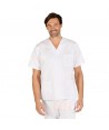 Casaca sanitaria unisex cuello pico color blanco