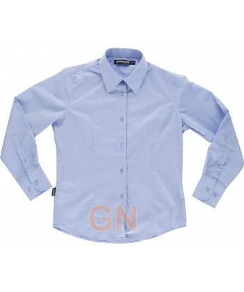 Camisa entallada de mujer con manga larga color celeste