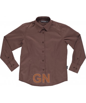 Camisa entallada de mujer con manga larga color marrón