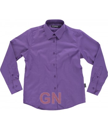 Camisa entallada de mujer con manga larga color morado