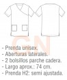 Casaca sanitaria de microfibra de manga corta y bolsillos  -Unisex-
