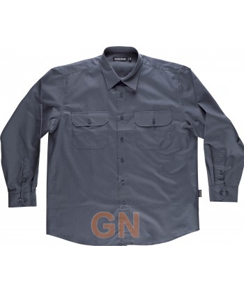 Camisa manga larga con dos bolsillos para hombre color gris
