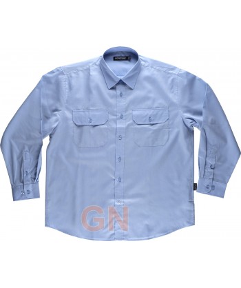 Camisa manga larga con dos bolsillos para hombre color celeste