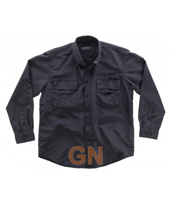 Camisa manga larga transpirable tipo safari color negra