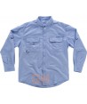 Camisa manga larga transpirable tipo safari color celeste