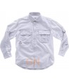 Camisa manga larga transpirable tipo safari color blanca