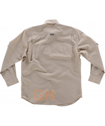 Camisa manga larga transpirable tipo safari color beige