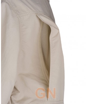 Camisa manga larga transpirable tipo safari color beige
