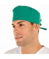 Gorro sanitario liso de microfibra con gomas o tiras. Color verde