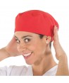 Gorro sanitario liso de microfibra con gomas o tiras. Color rojo