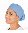 Gorro sanitario liso de microfibra con gomas o tiras. Color celeste