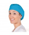 Gorro sanitario liso de microfibra con gomas o tiras. Color turquesa