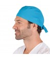 Gorro sanitario liso de microfibra con gomas o tiras. Color turquesa