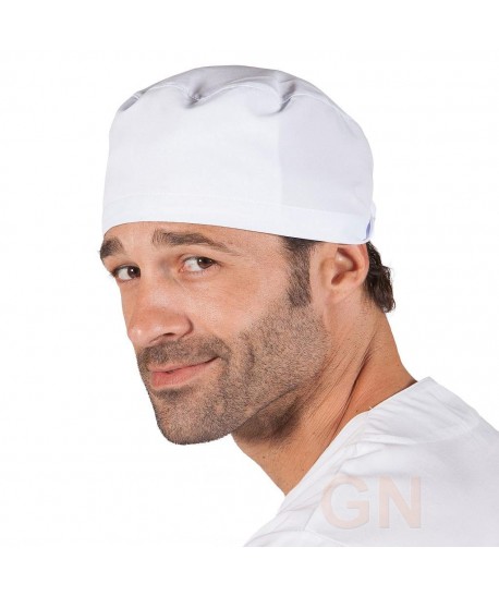 Gorro sanitario transpirable con tiras. Color blanco