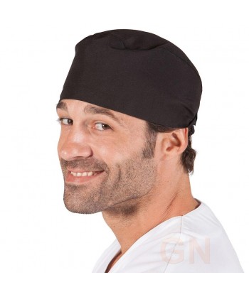 Gorro sanitario liso de microfibra con gomas o tiras. Color negro