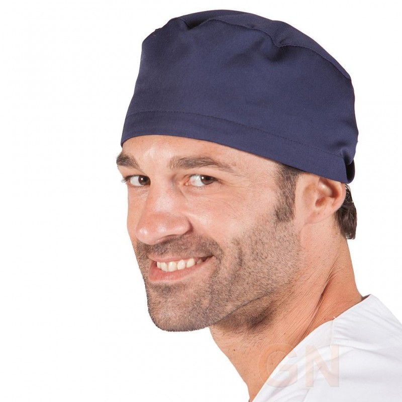 Gorro sanitario liso de microfibra con gomas o tiras. Color marino