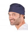 Gorro sanitario liso de microfibra con gomas o tiras. Color marino