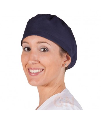 Gorro sanitario liso de microfibra con gomas o tiras. Color marino