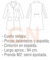 Bata sanitaria de señora de manga larga y sin puños