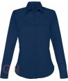 Camisa de manga larga con bolsillo para mujer, color marino