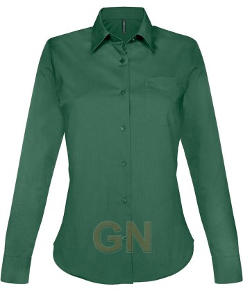 Camisa de manga larga con bolsillo para mujer, color verde bosque