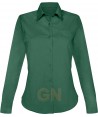 Camisa de manga larga con bolsillo para mujer, color verde bosque