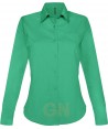 Camisa de manga larga con bolsillo para mujer, color verde kelly
