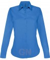 Camisa de manga larga con bolsillo para mujer, color royal