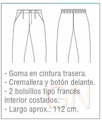 Pantalón sanitario con bolsillos y bragueta