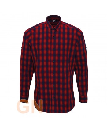 Camisa manga larga a cuadros para hombre