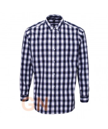 Camisa manga larga a cuadros para hombre