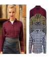 Camisa manga larga estampado de  cuadros mujer