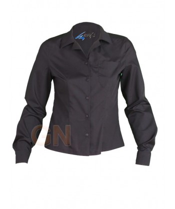 Camisa de manga larga con bolsillo. Color negro