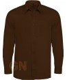 Camisa de manga larga con bolsillo para hombre color marrón