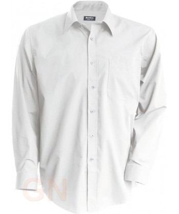 Camisa de manga larga con bolsillo para hombre color blanco