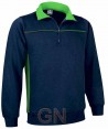 Sudadera bicolor media cremallera marino/verde manzana